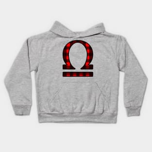 Libra Zodiac Horoscope Symbol in Black and Red Buffalo Plaid Kids Hoodie